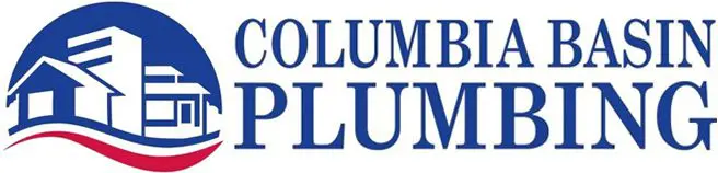 A blue and white logo for columbia plumbing.
