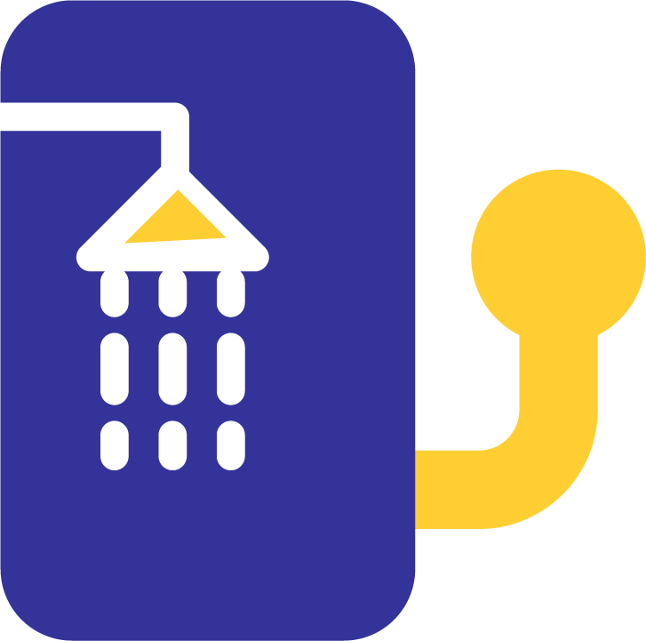 Blue and yellow shower icon