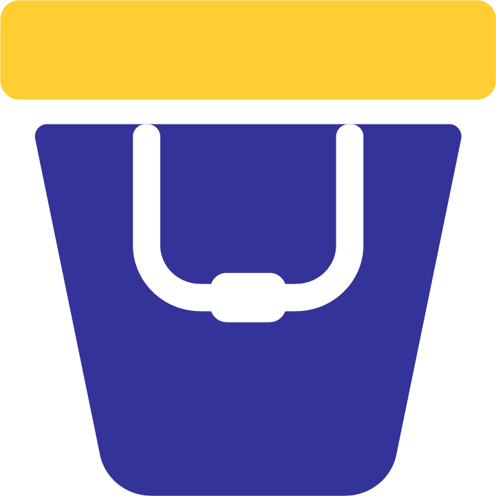 Blue and yellow bucket illustration