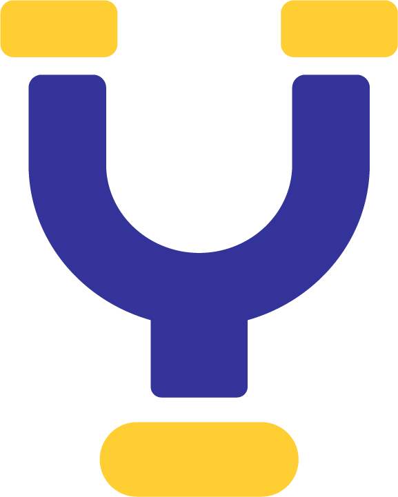 Blue horseshoe magnet icon with yellow ends