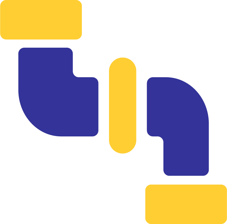 Abstract blue and yellow geometric shapes on gray