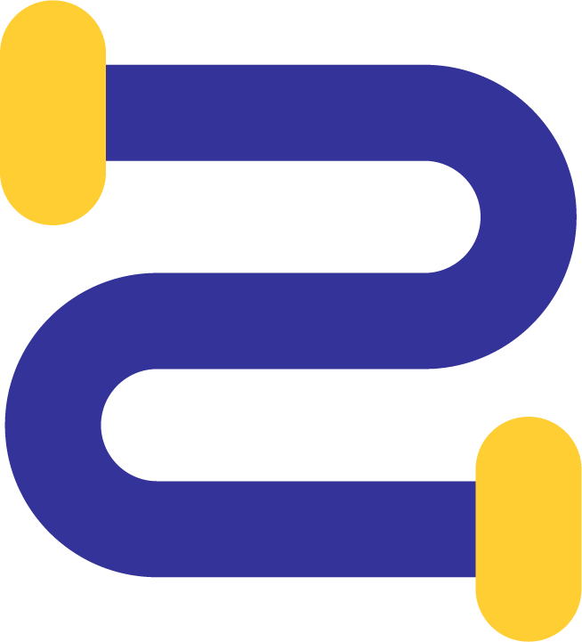Abstract blue and yellow pipe design