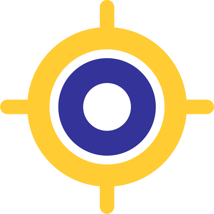 Yellow and blue target icon design.