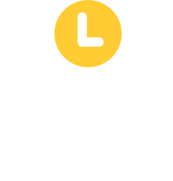 Yellow clock icon with white outline