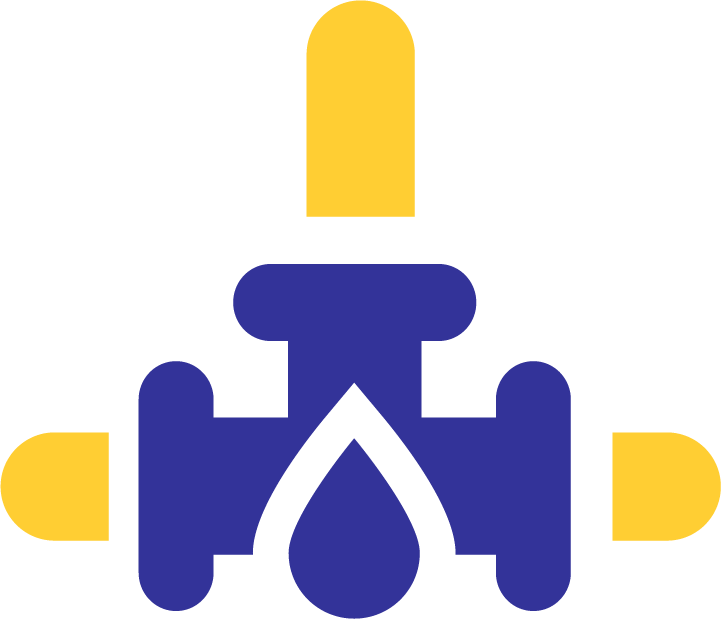Yellow and blue plumbing water icon