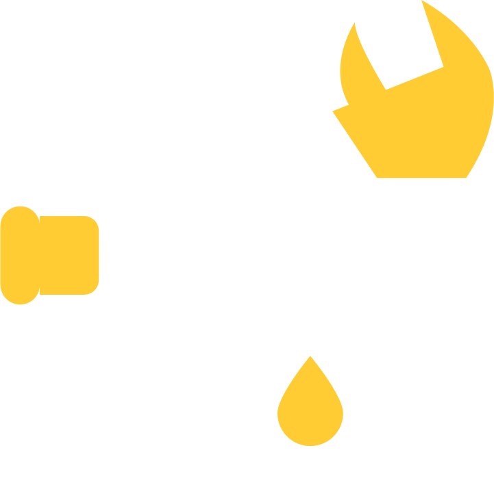 Yellow under construction tools icon with drop