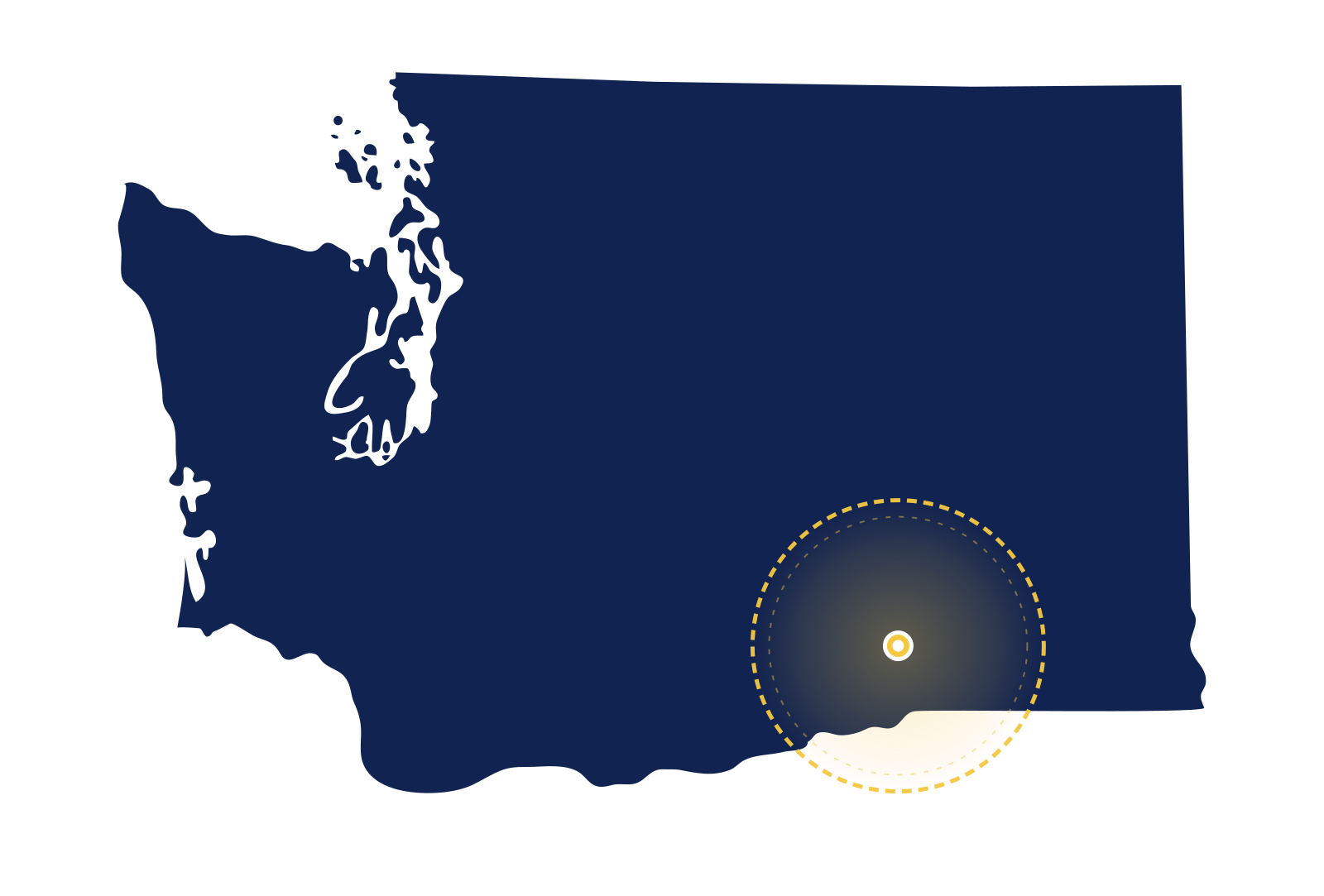 Map highlighting south of Washington state